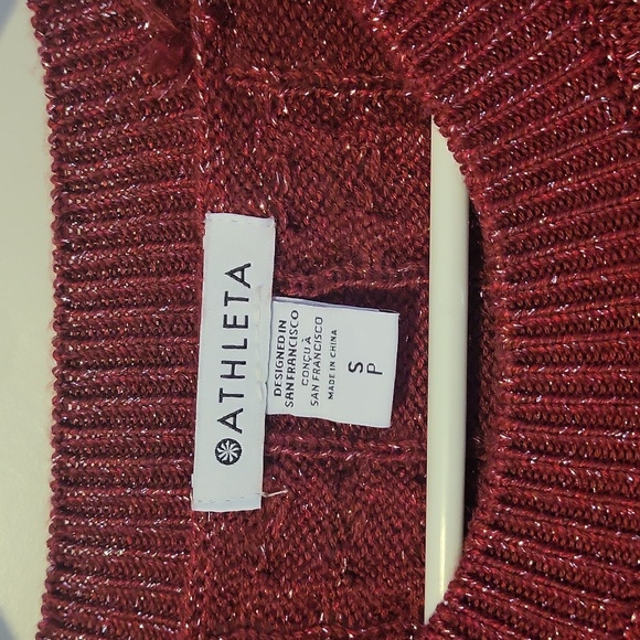 Athleta Crossroads Sweater Red Metallic S EUC - Picture 4 of 8